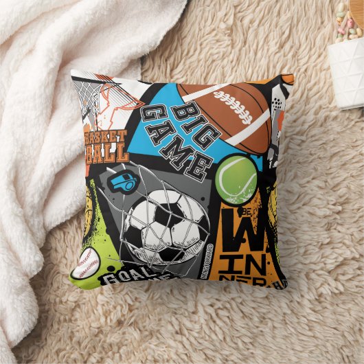 Sport Pattern With Balls クッション (ブランケット)