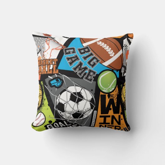 Sport Pattern With Balls クッション (正面)