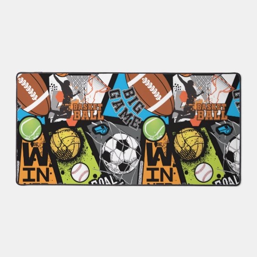 Sport Pattern With Balls デスクマット (正面)