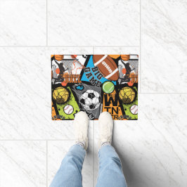 Sport Pattern With Balls ドアマット