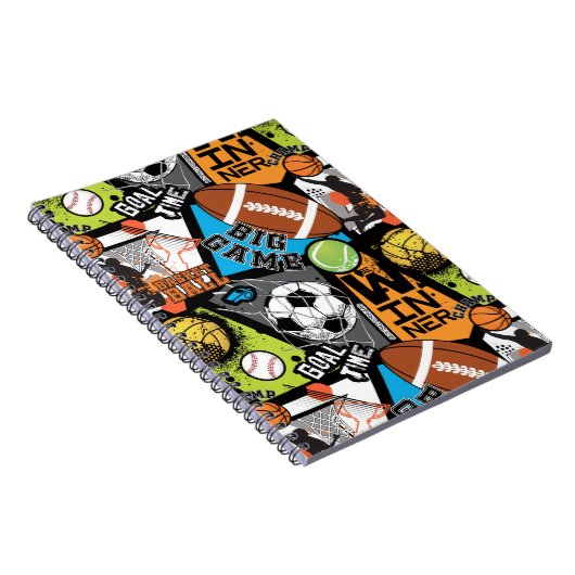 Sport Pattern With Balls ノートブック (右側)