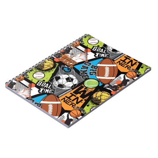 Sport Pattern With Balls ノートブック (左側)