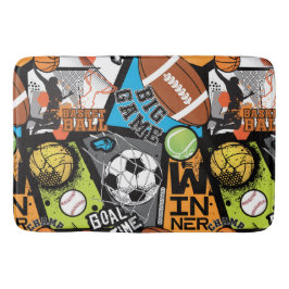 Sport Pattern With Balls バスマット