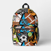 Sport Pattern With Balls プリントバックパック (正面)