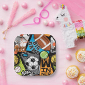 Sport Pattern With Balls ペーパープレート (パーティー)