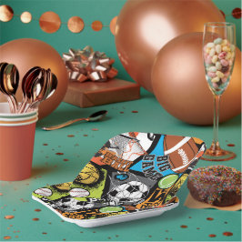 Sport Pattern With Balls ペーパープレート