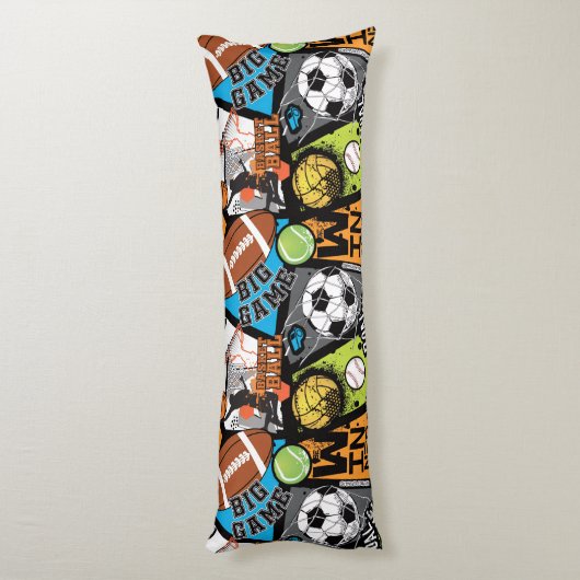Sport Pattern With Balls ボディピロー (裏面 (縦))
