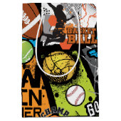 Sport Pattern With Balls ミディアムペーパーバッグ (正面)