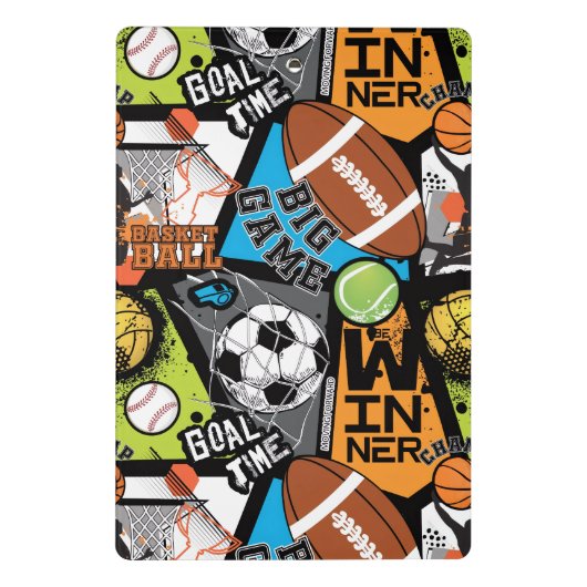 Sport Pattern With Balls ミニクリップボード (裏面)