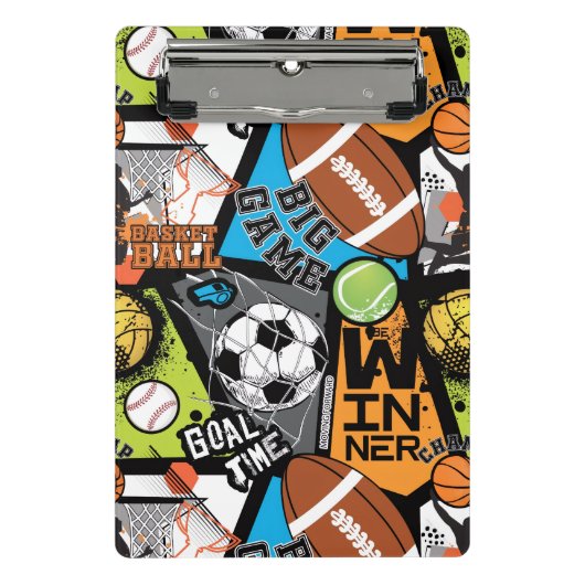 Sport Pattern With Balls ミニクリップボード (正面)