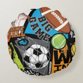 Sport Pattern With Balls ラウンドクッション (裏面)