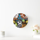 Sport Pattern With Balls ラウンド壁時計 (ホーム)