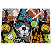 Sport Pattern With Balls ラージペーパーバッグ (正面)