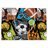 Sport Pattern With Balls ラージペーパーバッグ (裏面)