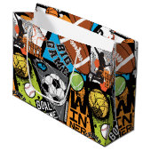 Sport Pattern With Balls ラージペーパーバッグ (正面アングル)