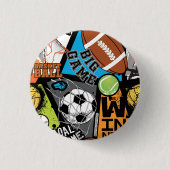 Sport Pattern With Balls 缶バッジ (正面)