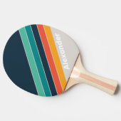 Sport Retro Ocean Rainbow Striped with Name 卓球ラケット (横)