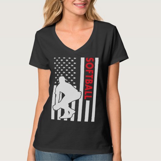 Sport Us Flag Softball Tシャツ (正面)