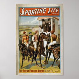 Sporting Life Great English Derby Vintage Horse ポスター