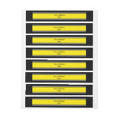 SPORTSストライプ白黒 – 黄色+テキスト ラップアラウンド宛名ラベル (シート)