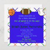 sports4コピーは、…ベビーShoweのための私達を結合します来ます 招待状 (正面/裏面)