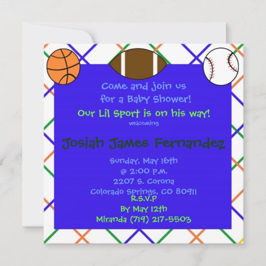 sports4コピーは、…ベビーShoweのための私達を結合します来ます 招待状 (正面)