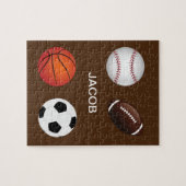 「SPORTS」パズルに子供名。 ジグソーパズル (横)