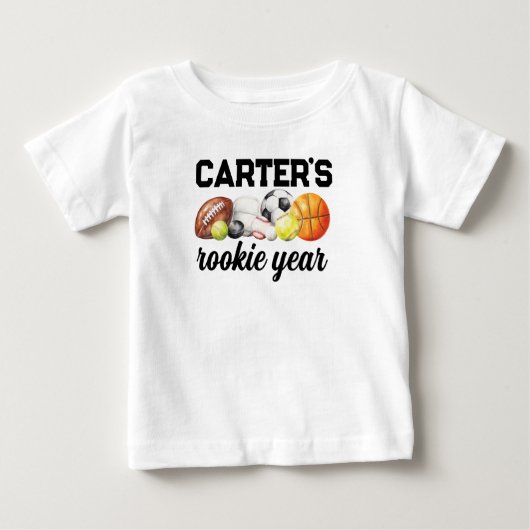Sports 1st Birthday Rookie Year ベビーTシャツ (正面)