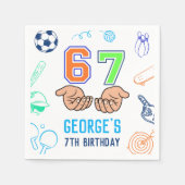 Sports 6 7 Meme Trend Six Seven Birthday Party スタンダードカクテルナプキン (正面)