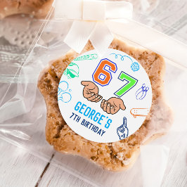 Sports 6 7 Meme Trend Six Seven Birthday Party ラウンドシール