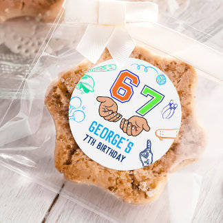 Sports 6 7 Meme Trend Six Seven Birthday Party ラウンドシール