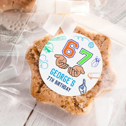 Sports 6 7 Meme Trend Six Seven Birthday Party ラウンドシール