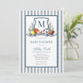 Sports Baby Shower, Preppy Sports Crest Invite 招待状 (スタンド正面)