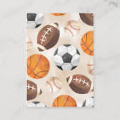 Sports Balls Nappy Raffle Card Insert エンクロージャーカード (裏面)