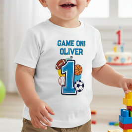 Sports Balls Rookie of the Year First Birthday ベビーTシャツ