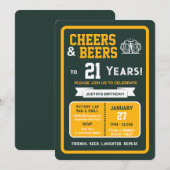 Sports Bar Birthday Cheers and Beers to 21 Years 招待状 (正面/裏面)