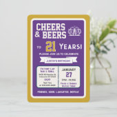 Sports Bar Birthday Cheers and Beers to 21 Years 招待状 (スタンド正面)