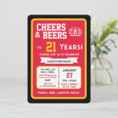 Sports Bar Birthday Cheers and Beers to 21 Years 招待状 (スタンド正面)