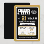 Sports Bar Birthday Cheers and Beers to 21 Years 招待状 (正面/裏面)
