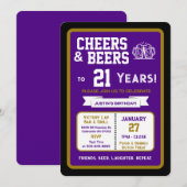 Sports Bar Birthday Cheers and Beers to 21 Years 招待状 (正面/裏面)