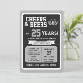 Sports Bar Birthday Cheers and Beers to 25 Years 招待状 (スタンド正面)