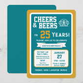 Sports Bar Birthday Cheers and Beers to 25 Years  招待状 (正面/裏面)