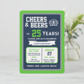 Sports Bar Birthday Cheers and Beers to 25 Years 招待状 (スタンド正面)