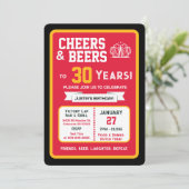 Sports Bar Birthday Cheers and Beers to 30 Years 招待状 (スタンド正面)