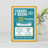 Sports Bar Birthday Cheers and Beers to 30 Years 招待状 (スタンド正面)