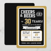 Sports Bar Birthday Cheers and Beers to 30 Years 招待状 (正面/裏面)