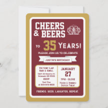 Sports Bar Birthday Cheers and Beers to 35 Years 