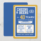 Sports Bar Birthday Cheers and Beers to 40 Years 招待状 (正面/裏面)