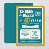 Sports Bar Birthday Cheers and Beers to 40 Years 招待状 (正面/裏面)