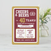 Sports Bar Birthday Cheers and Beers to 40 Years  招待状 (スタンド正面)